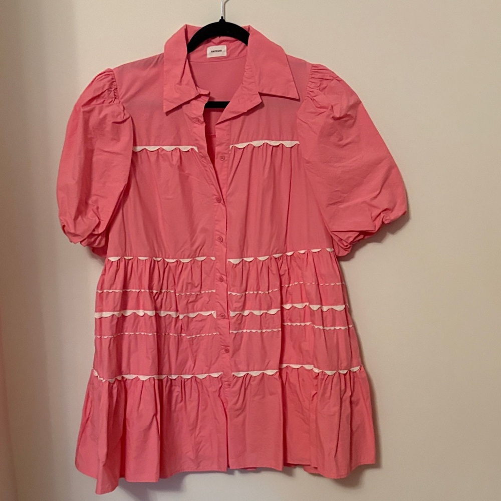 New aureus pink peach size medium  Ruffled Short Sleeve Dress